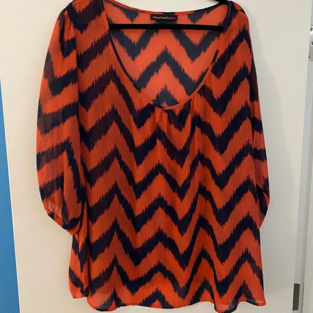 Orange and navy blue top